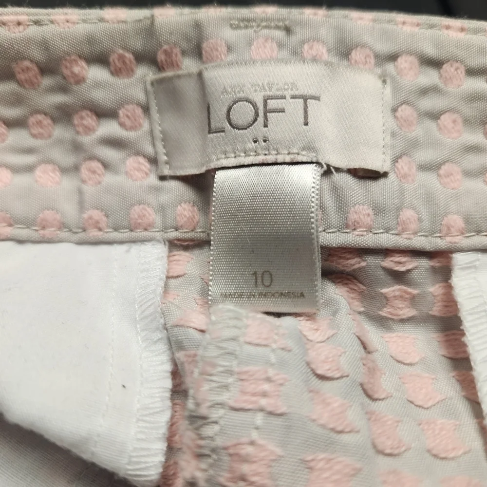 Ann Taylor LOFT Women’s Shorts Sz.10 Marisa Beige Peach Polka